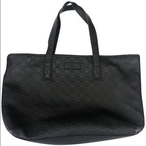 Gucci Monogram Black Leather Tote